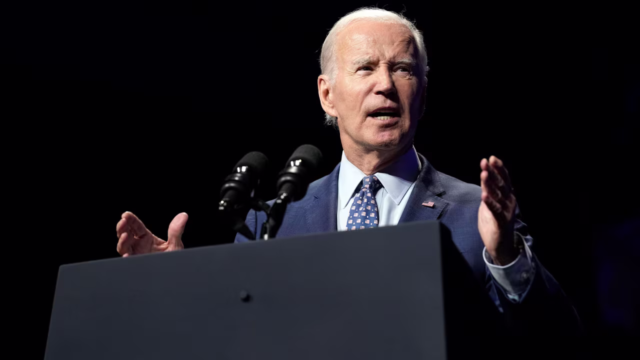 US President Joe Biden speaks at the League of Conservation Voters annual capital dinner in Washington, DC, on June 14, 2023.