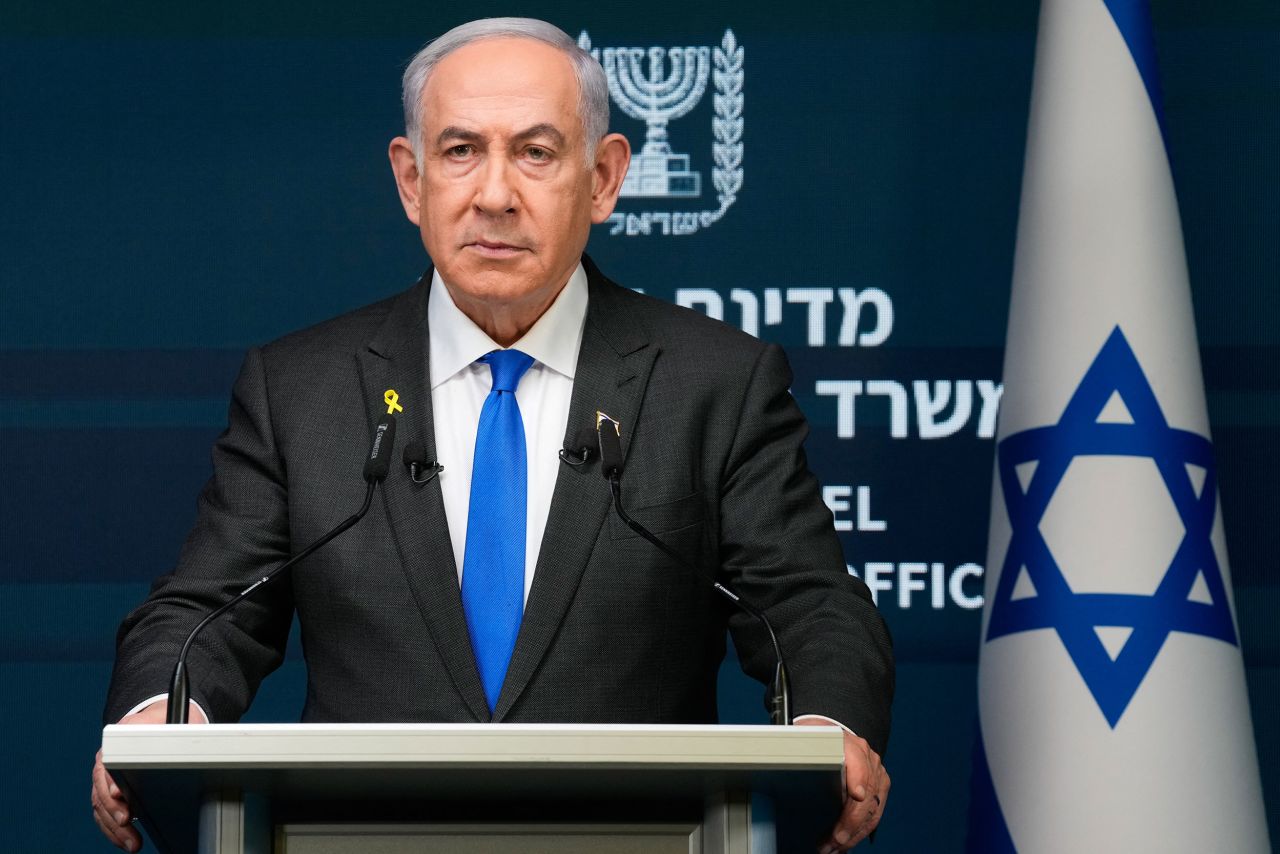 Israeli Prime Minister Benjamin Netanyahu speaks during a news conference in Jerusalem on September 2.