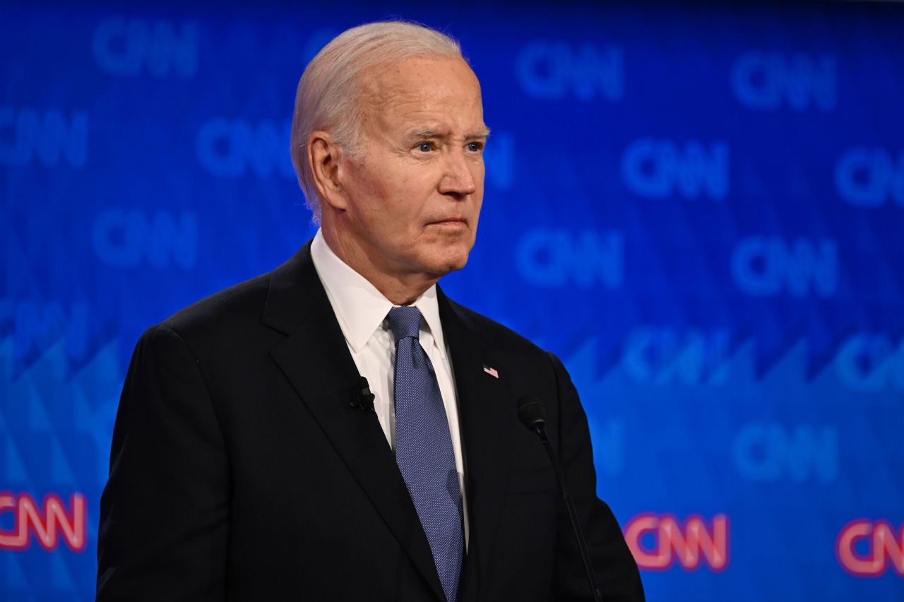 President Joe Biden participates in a CNN presidential debate in Atlanta on June 27. 