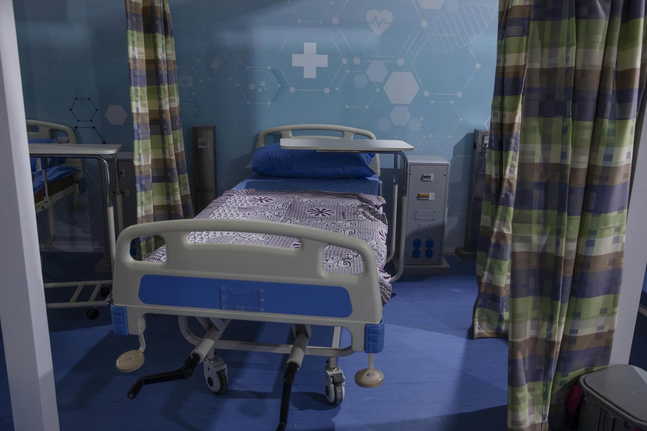 Hospital beds are prepared to receive COVID-19 patients at a field hospital in Cairo, Egypt, on June 17.