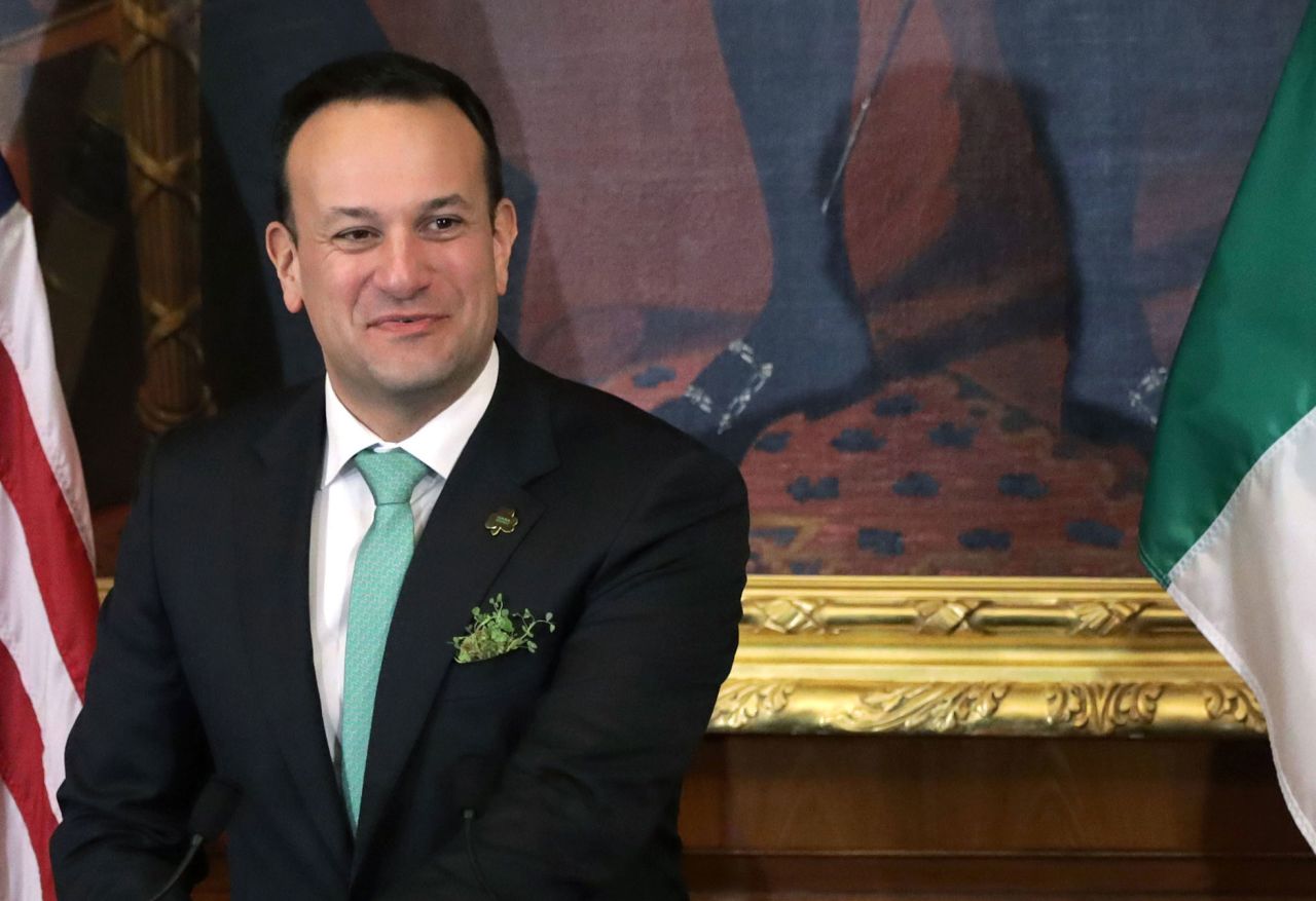 Irish Taoiseach Leo Varadkar speaks during the annual Friends of Ireland luncheon at the US Capitol on March 12 in Washington. 