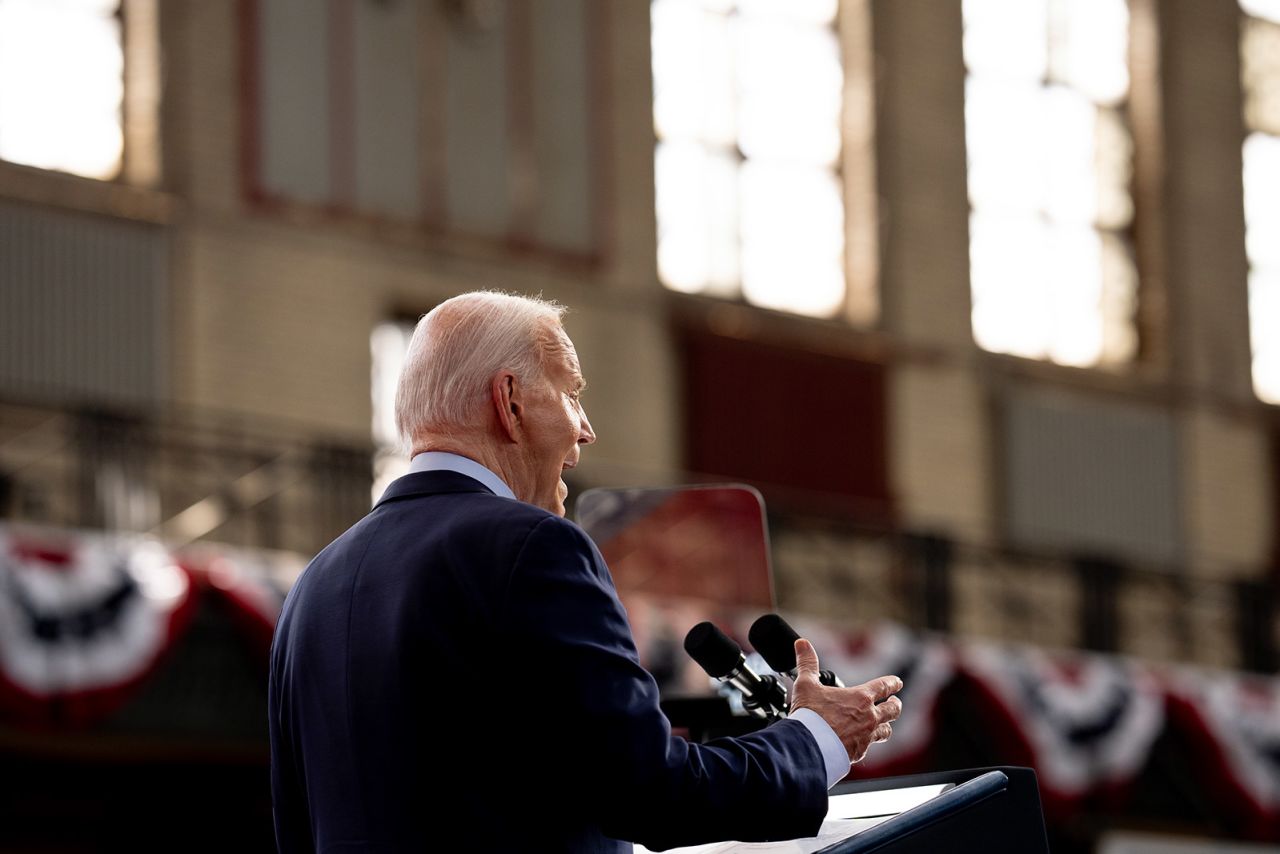 President Joe Biden speaks during a campaign rally at Girard College in Philadelphia, Pennsylvania on May 29.