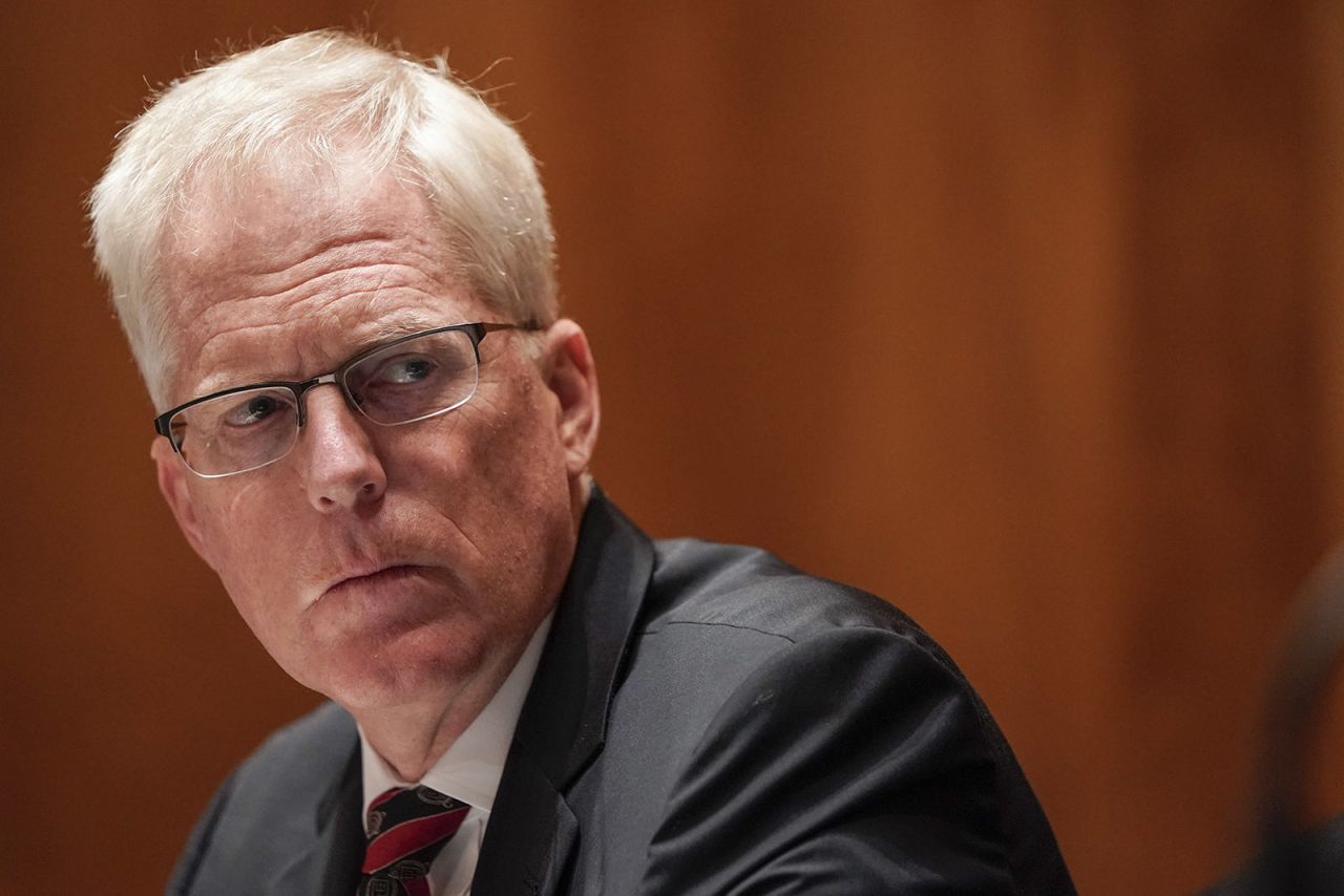 Christopher Miller testifies at a Senate Homeland Security and Governmental Affairs Committee hearing on "Threats to the Homeland" on Capitol Hill on September 24 in Washington.