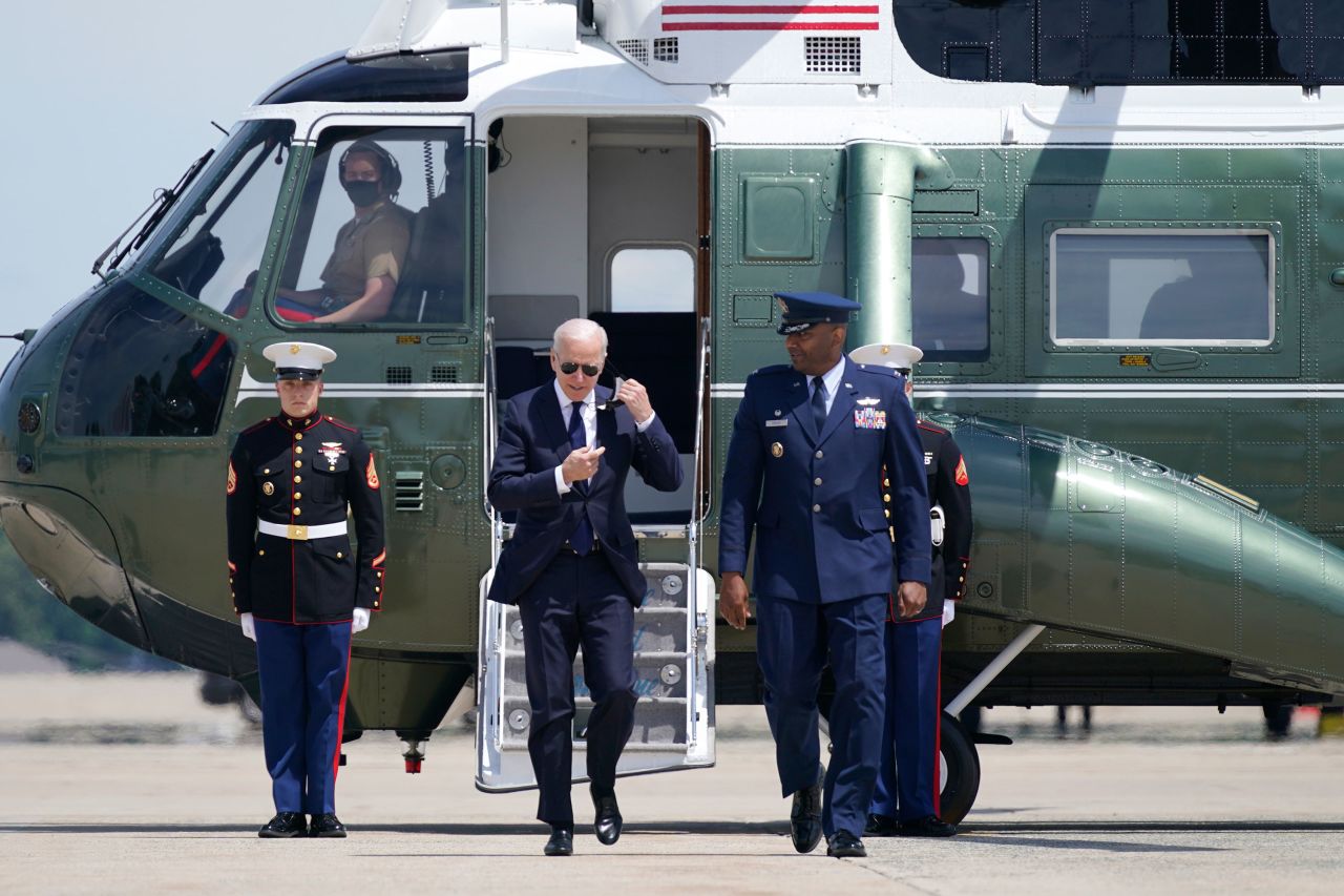 President Joe Biden arrives at Andrews Air Force Base in Maryland to board Air Force One for his trip to Tulsa, Oklahoma, on June 1.