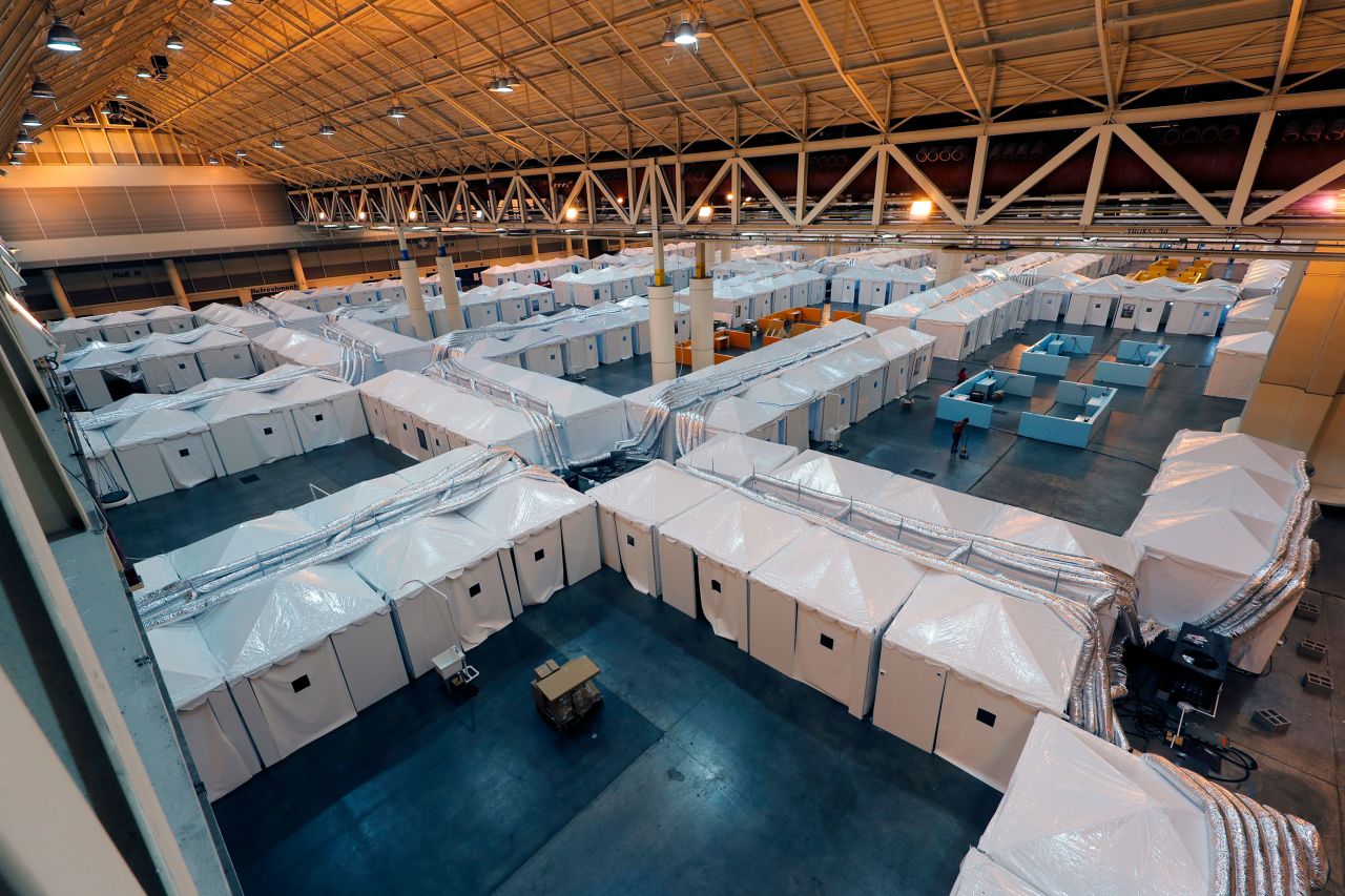 A temporary hospital set up in the Ernest N. Morial Convention Center as overflow for local hospitals in New Orleans is seen on April 4.