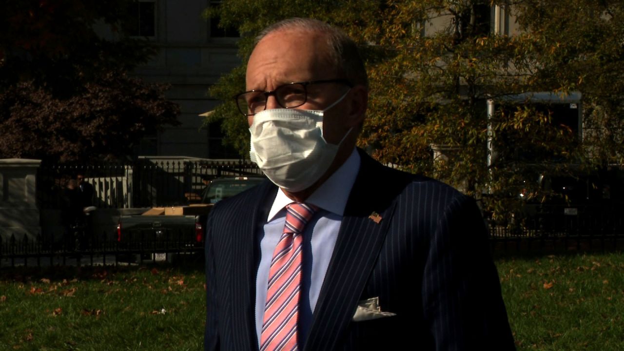 Top Trump economic adviser Larry Kudlow speaks to the press at the White House in Washington, DC, on November 6.