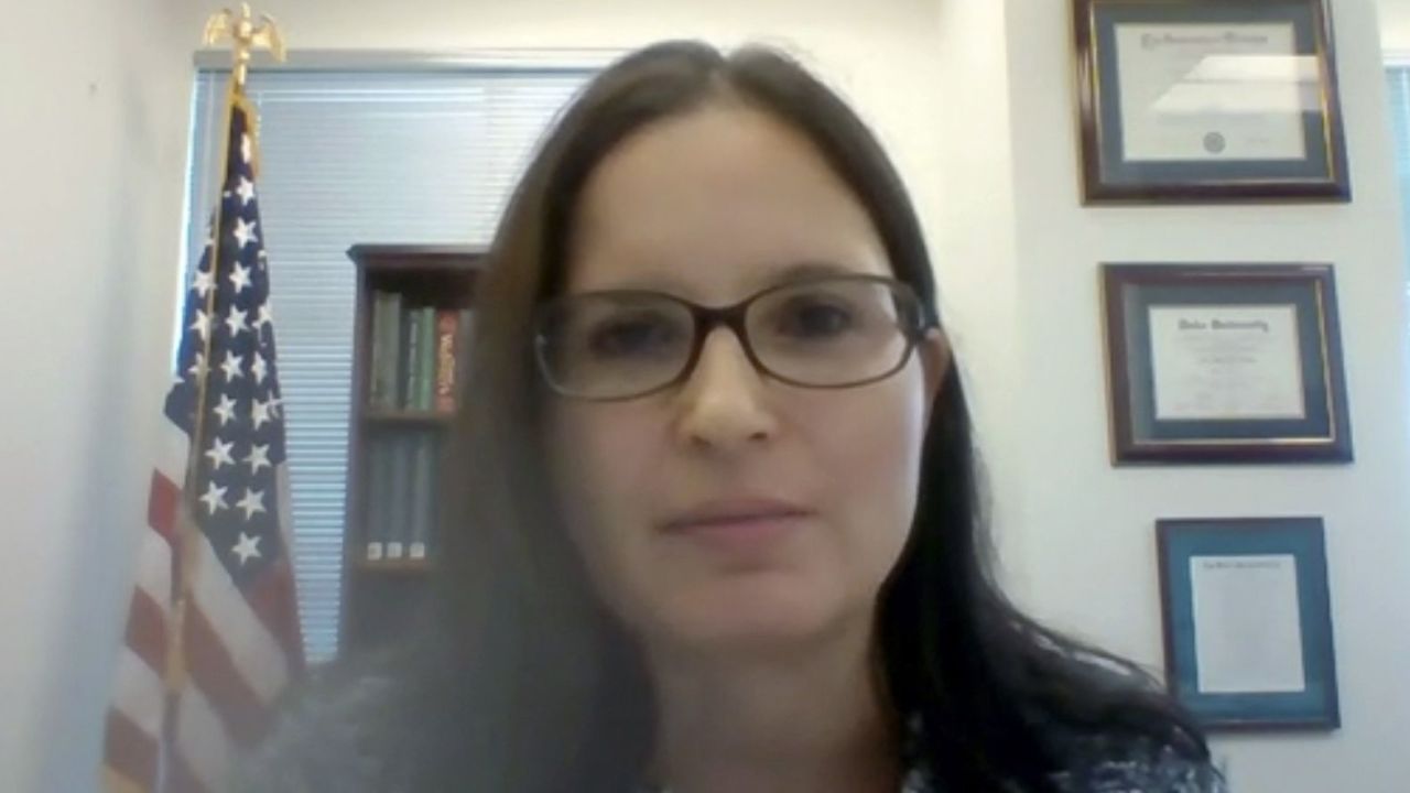In this image from video provided by the US Senate, Aileen M. Cannon speaks remotely during a Senate Judiciary Committee oversight nomination hearing to be US District Court for the Southern District of Florida on July 29, 2020, in Washington, DC.