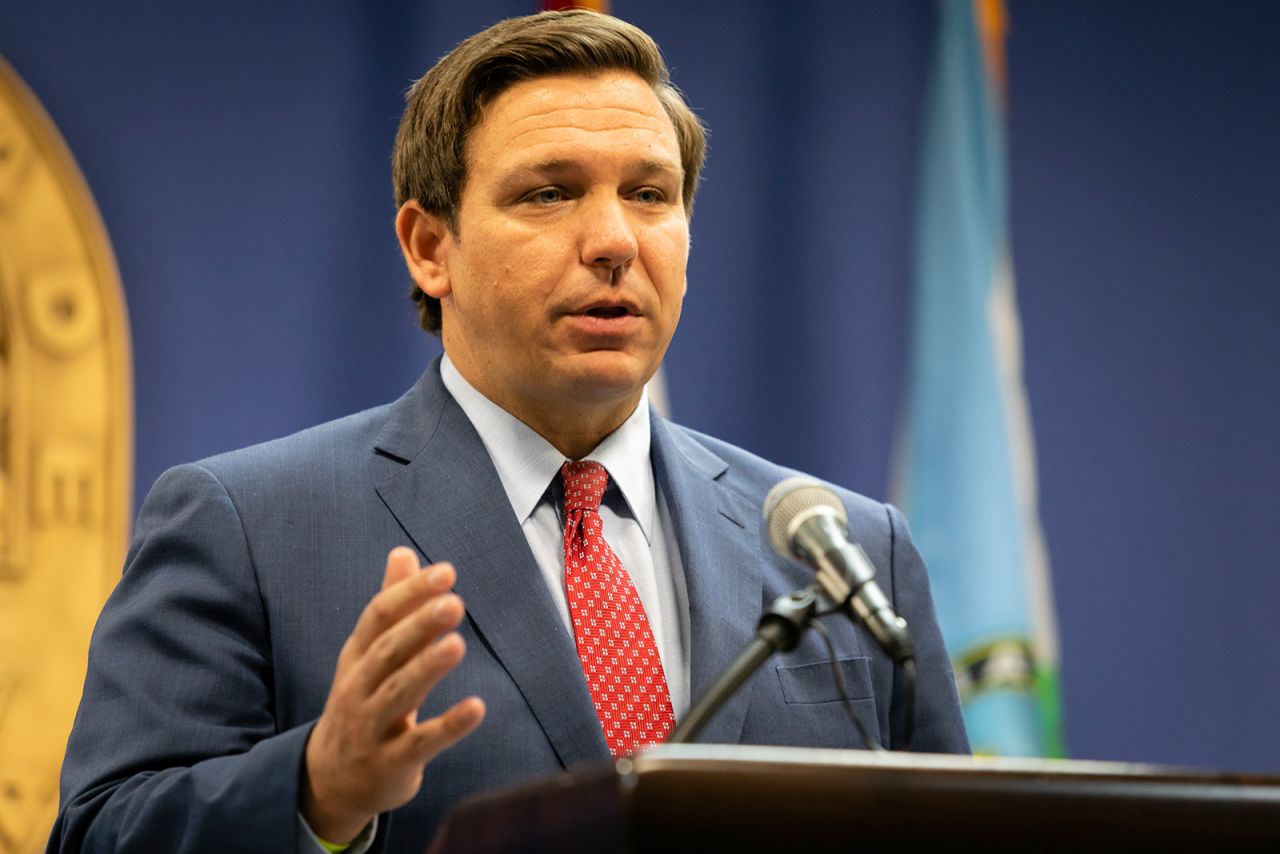 Florida Gov. Ron DeSantis speaks during a press conference in Miami on June 8.