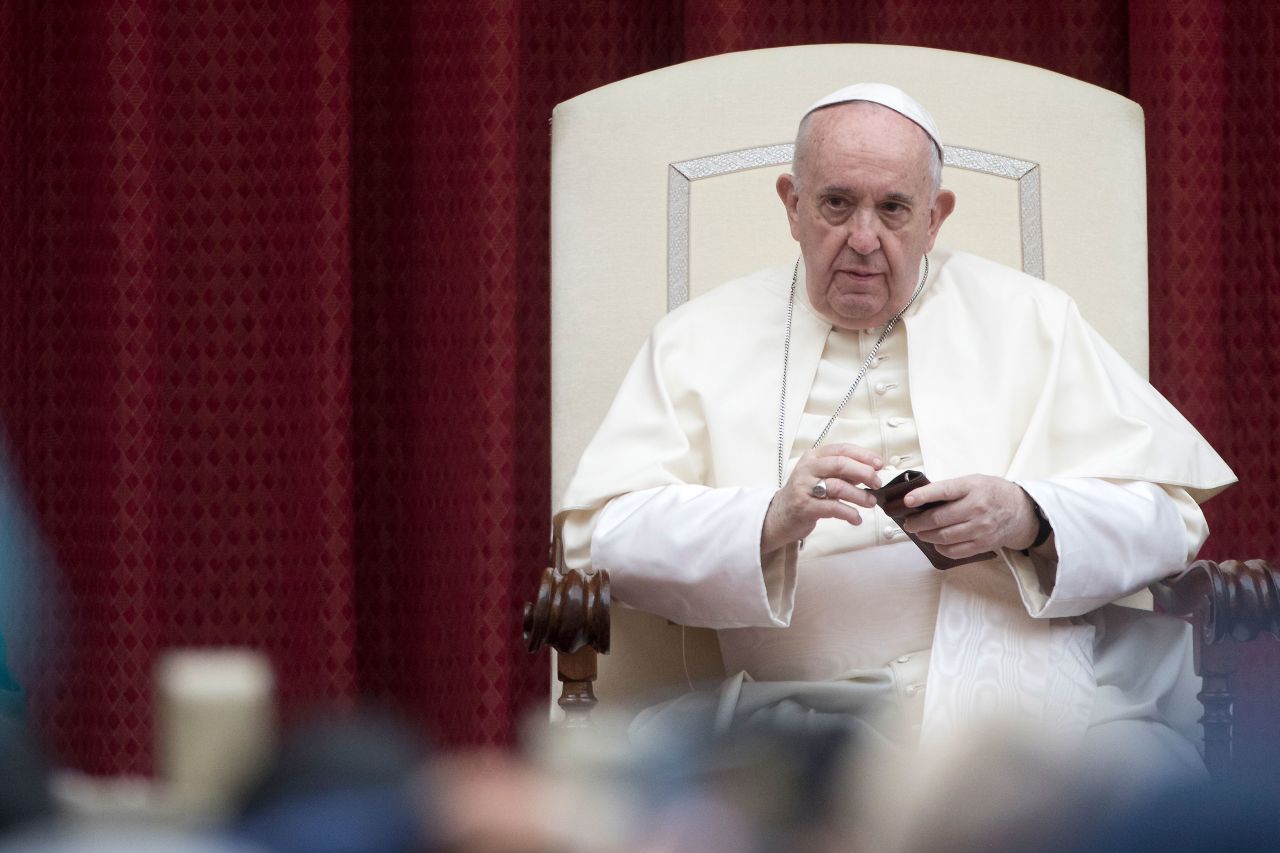 Pope Francis leads a general weekly audience in Vatican City on September 23.
