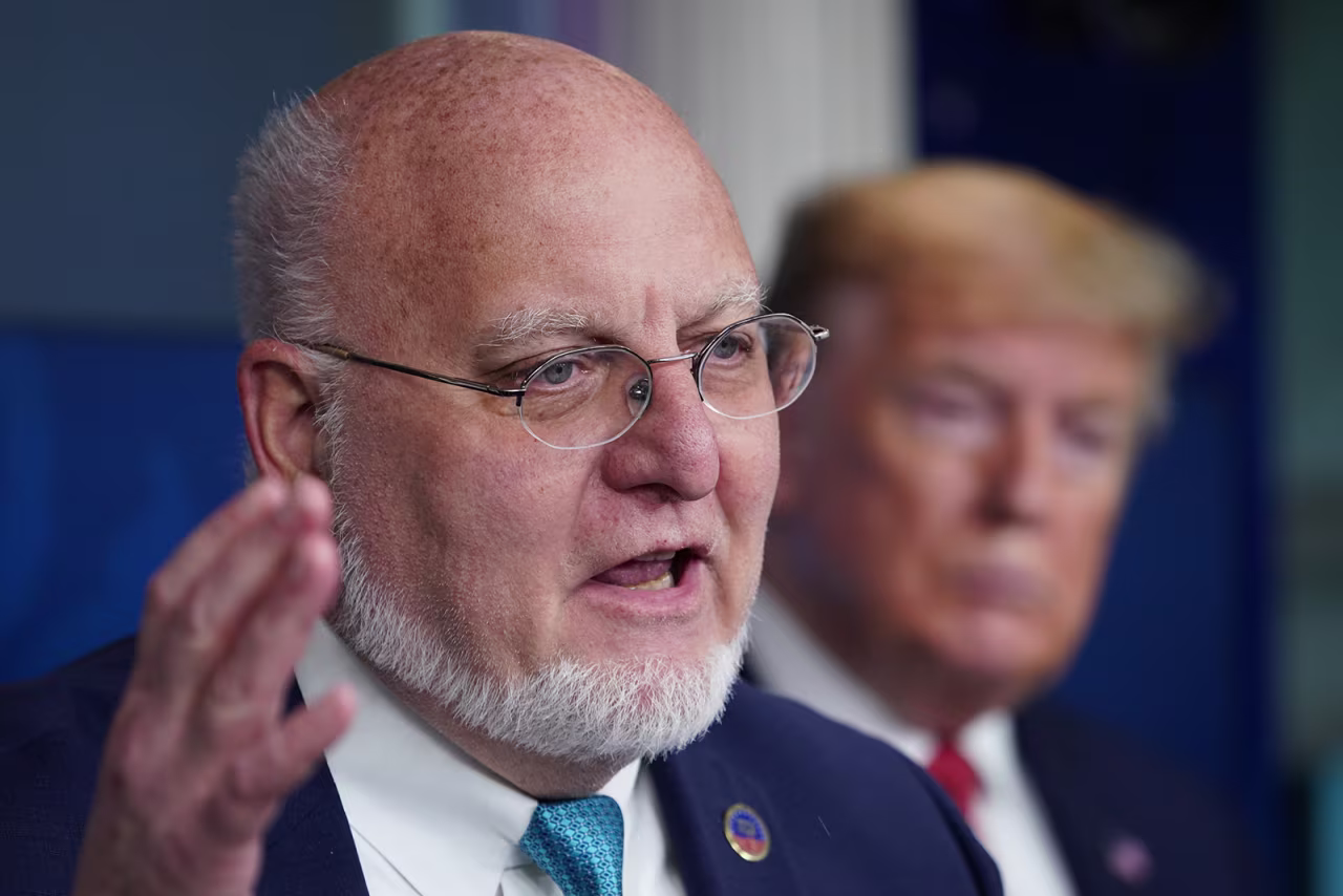 Center for Disease Control Director Robert R. Redfield speaks during the daily briefing on Covid-19 at the White House on April 16.