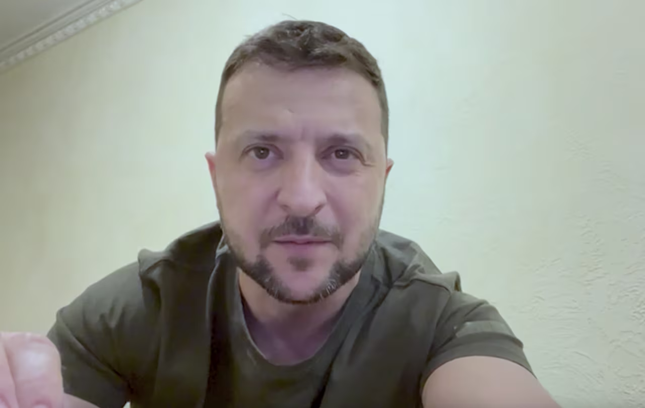 Ukrainian President Volodymyr Zelensky addresses the nation on June 19 from Kyiv, Ukraine.