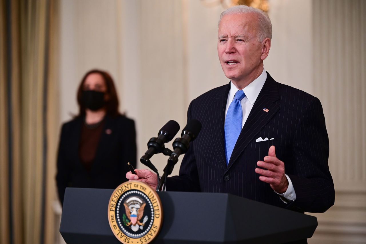 President Joe Biden delivers remarks at the White House in Washington, DC on March 2.