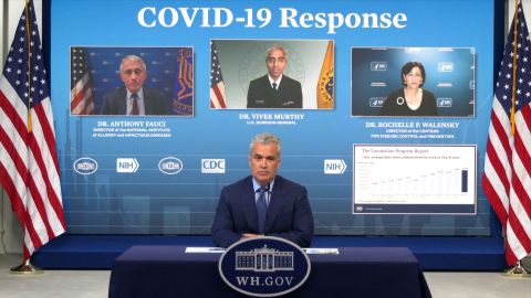 White House Covid-19 coordinator Jeff Zients, front, speaks during a briefing on April 9.