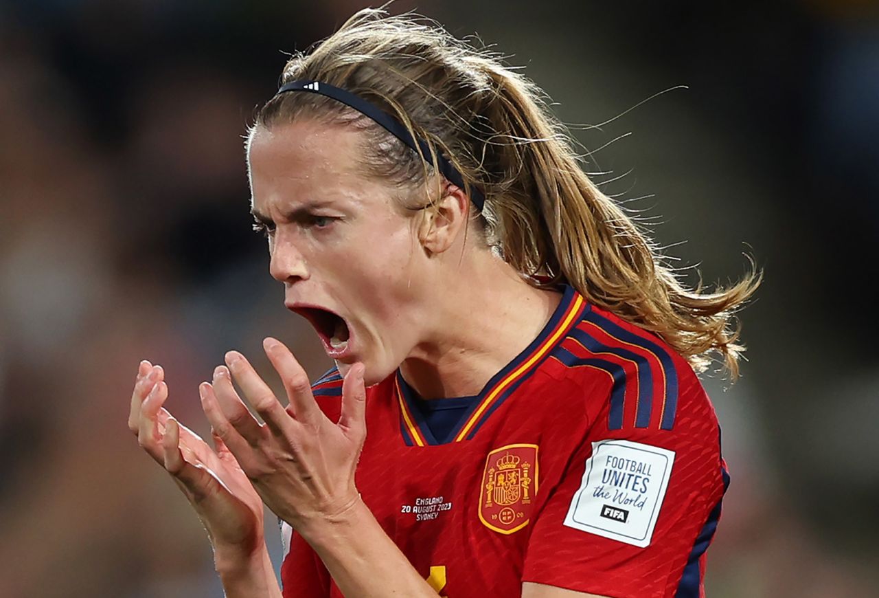 Spain's Irene Paredes reacts during the match.