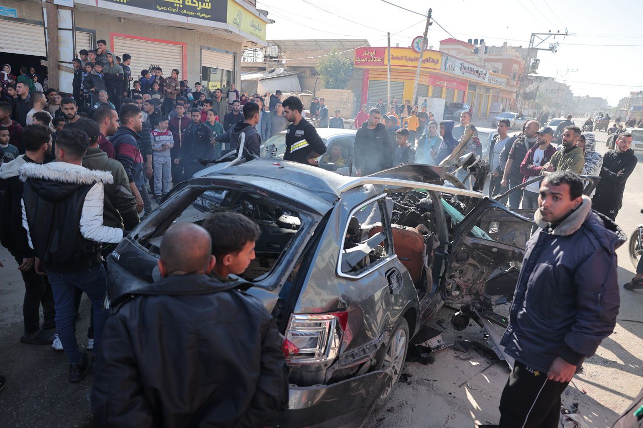 Journalists Hamza Wael Al-Dahdouh and Mustafa Thuraya car was struck during an Israeli attack in the city of Rafah, Gaza, on January7.