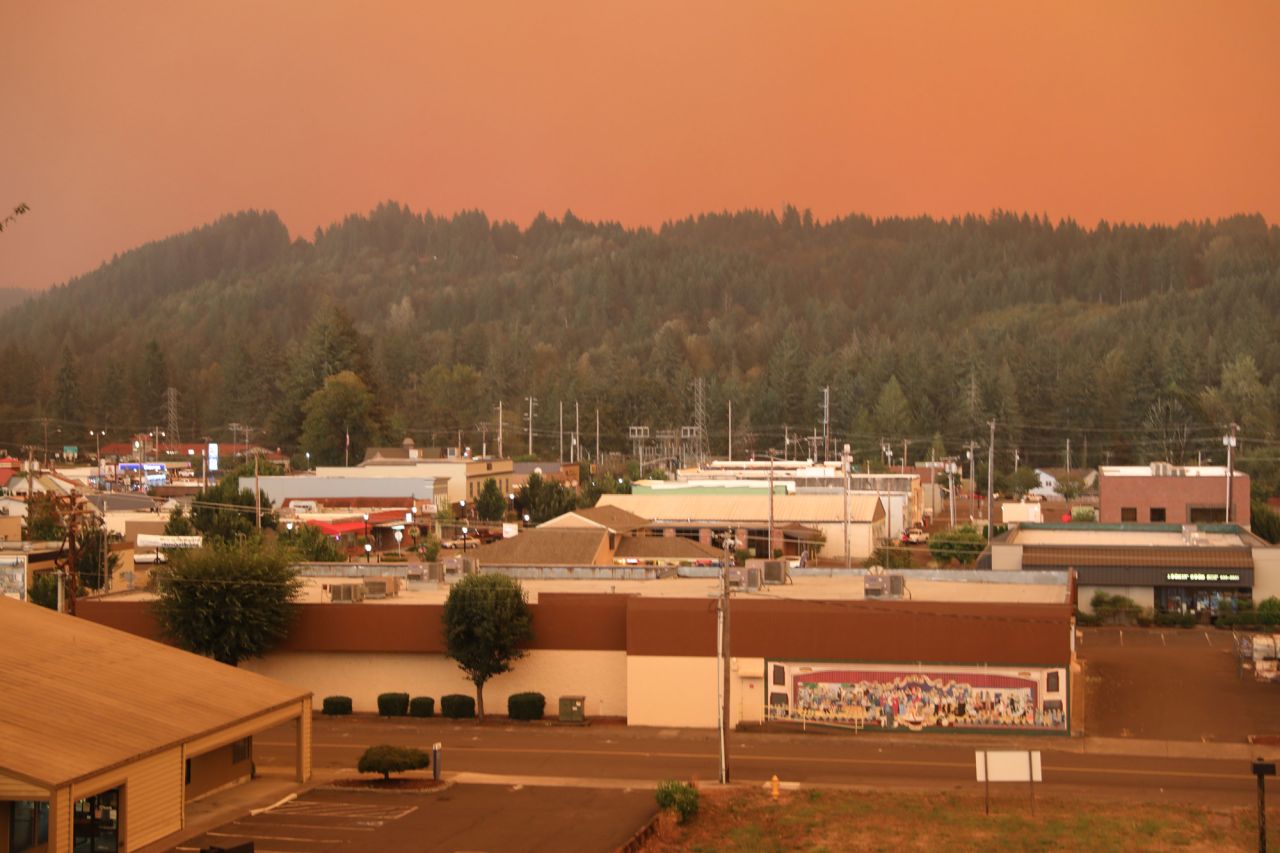 The city of Estacada, Oregon, is seen on September 9.
