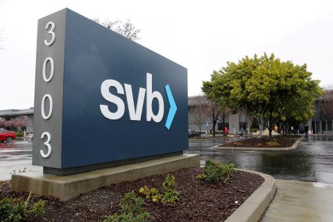 A sign for Silicon Valley Bank headquarters is seen in Santa Clara, California, on March 10.
