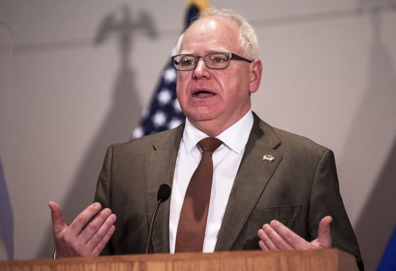 Minnesota Governor Tim Walz speaks during a press conference on April 19, 2021 in St. Paul, Minnesota.