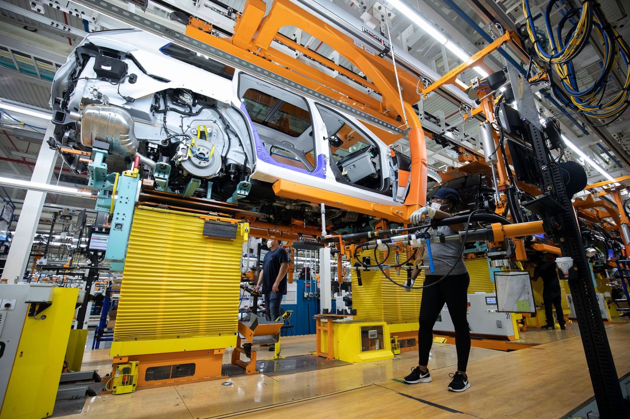 In this 2021 photo, a 2021 Jeep Grand Cherokee L goes through assembly at the Stellantis Detroit Assembly Complex-Mack in Detroit. 