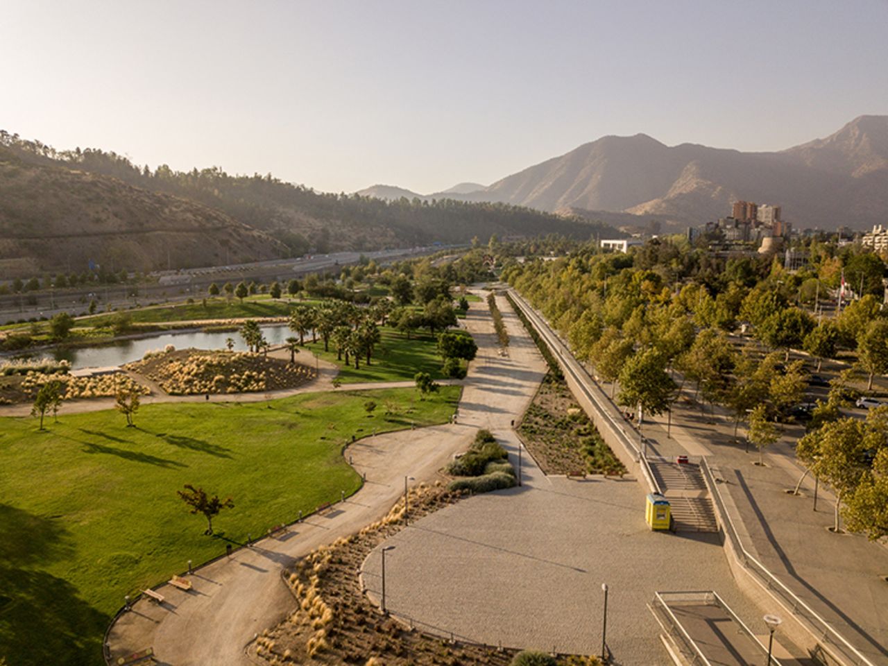 An empty Bicentenario Park during lockdown in Santiago, Chile, on Monday, March 29, 2021. 