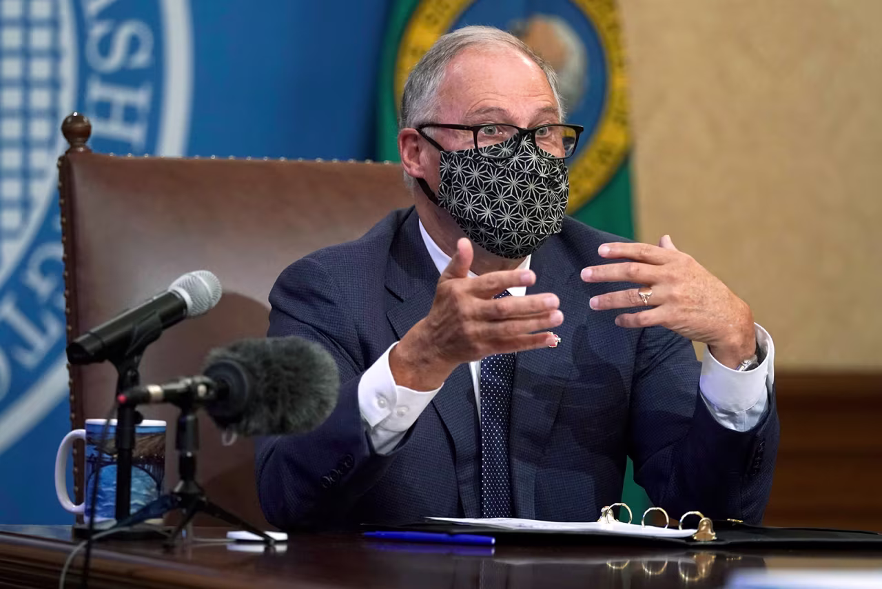 Washington Gov. Jay Inslee speaks during a news conference on Nov. 15, at the Capitol in Olympia, Washington.