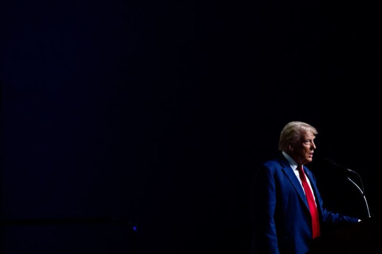 Donald Trump speaks during the National Guard Association at Huntington Place Convention Center in Detroit, Michigan, on August 26.