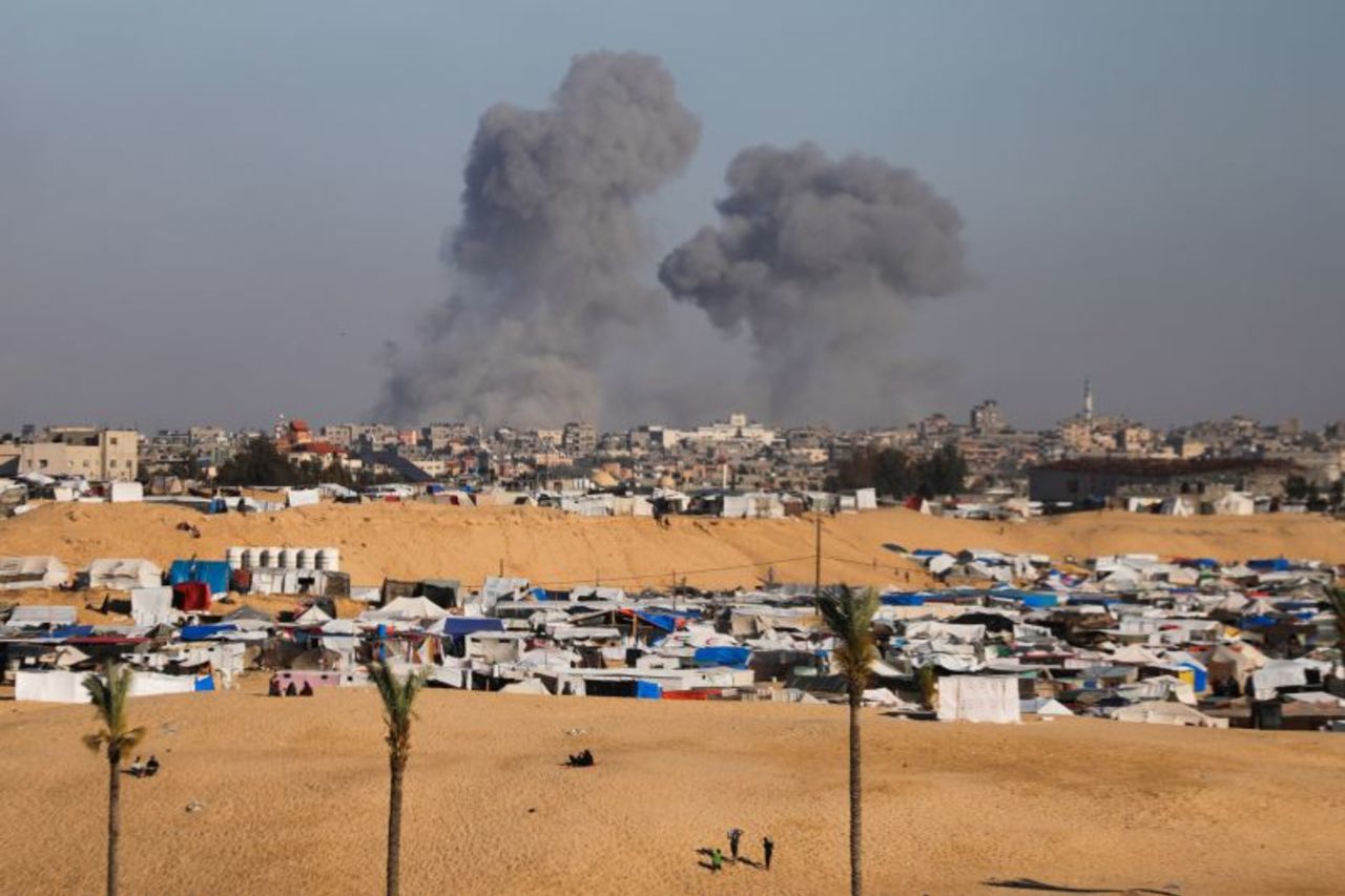 Smoke rises following an Israeli airstrike east of Rafah, on May 6.