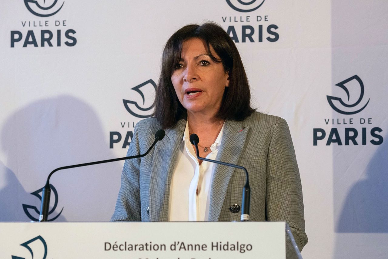 Paris mayor Anne Hidalgo speaks during a press?conference on Monday, March 1.