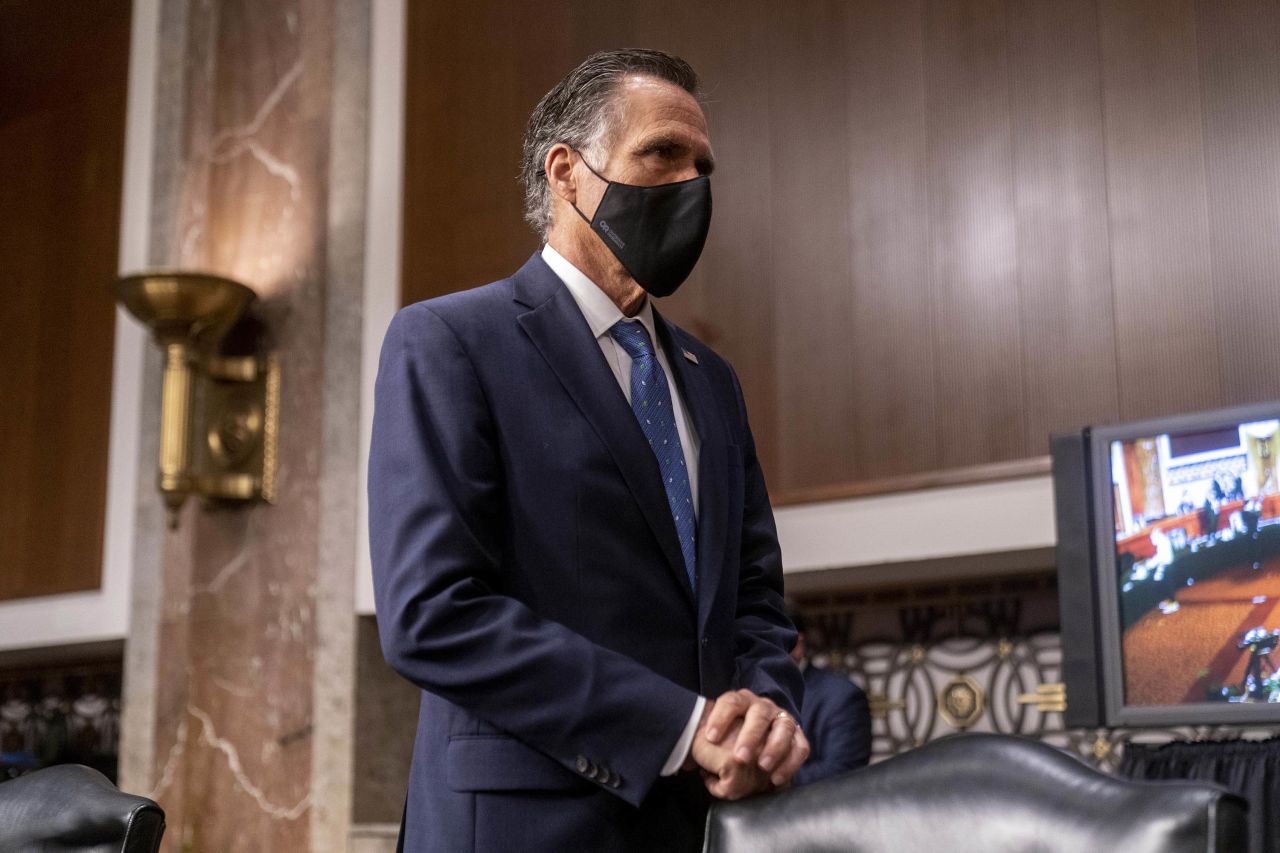 Sen. Mitt Romney appears before the start of a hearing on Capitol Hill in Washington, D.C., on Tuesday, February 23. 