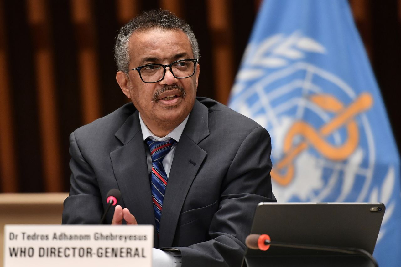 WHO Director-General Dr. Tedros Adhanom Ghebreyesus attends a news conference organized by the Geneva Association of United Nations Correspondents amid the Covid-19 pandemic on July 3, 2020 in Geneva. 