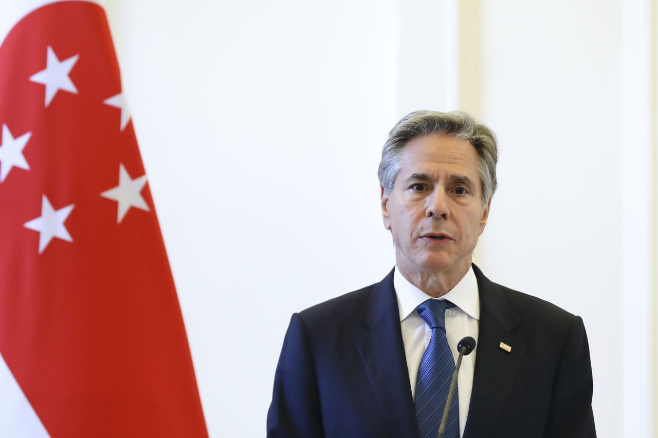 US Secretary of State Antony Blinken speaks during an official visit to Singapore, on Wednesday, July 31. 