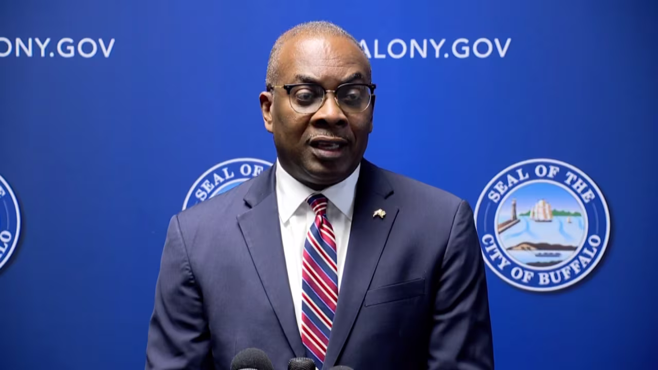 Buffalo Mayor Byron Brown speaks to the media on Friday in Buffalo, New York.