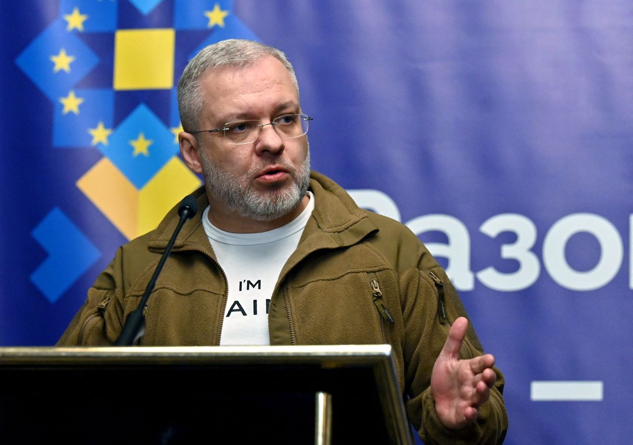 In this November 2022 photo, Ukraines Energy Minister German Galushchenko speaks during a joint press conference in Kyiv.