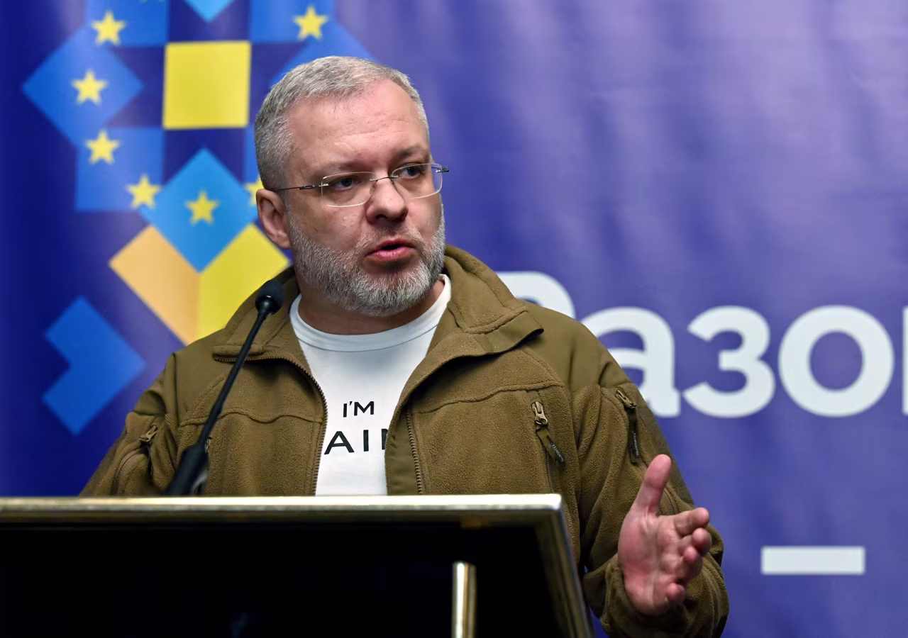 In this November 2022 photo, Ukraines Energy Minister German Galushchenko speaks during a joint press conference in Kyiv.