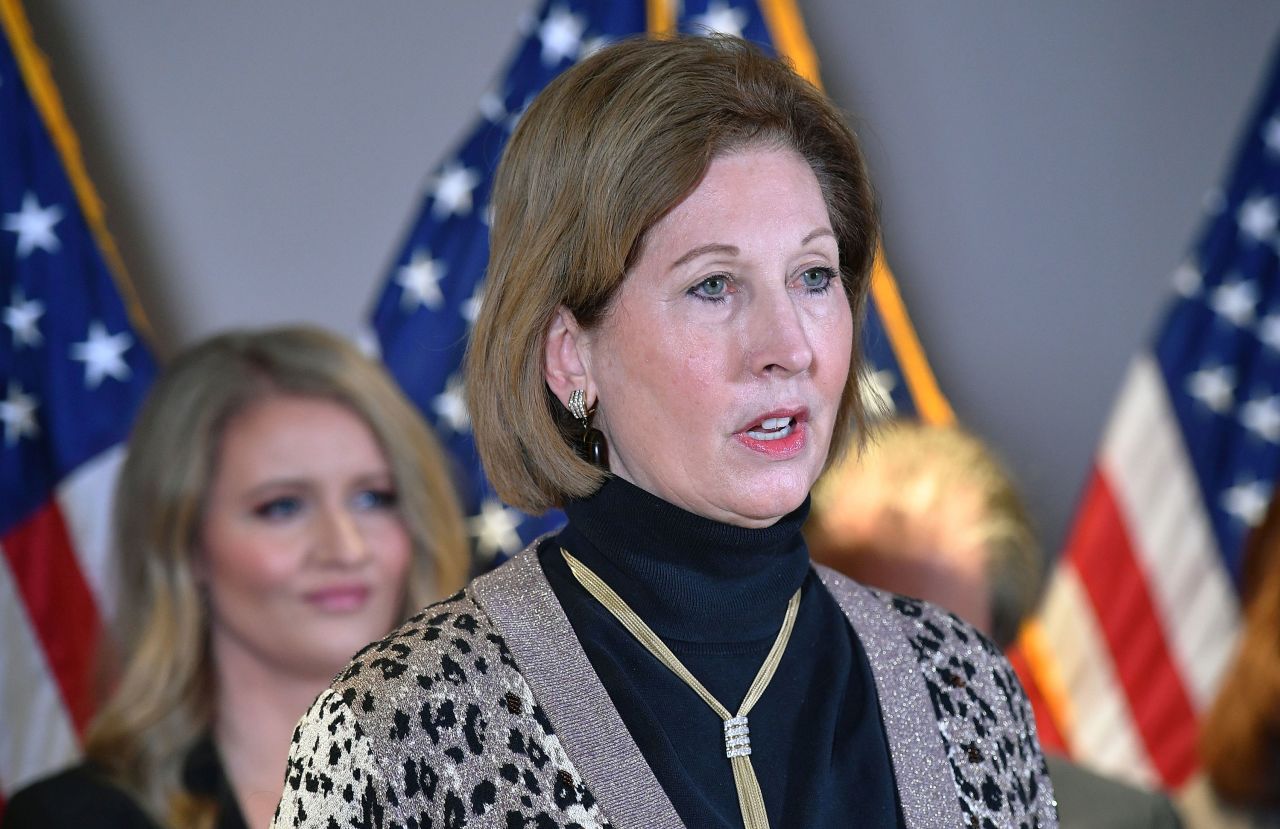 Sidney Powell speaks during a press conference in Washington in November 2020.