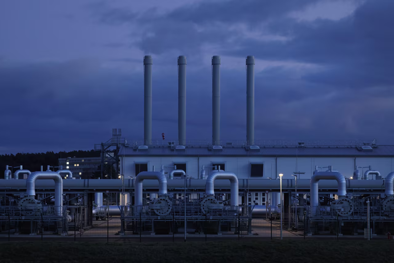 LUBMIN, GERMANY - FEBRUARY 02: The receiving station for the Nord Stream 2 gas pipeline, near Lubmin, Germany on February 2. 
