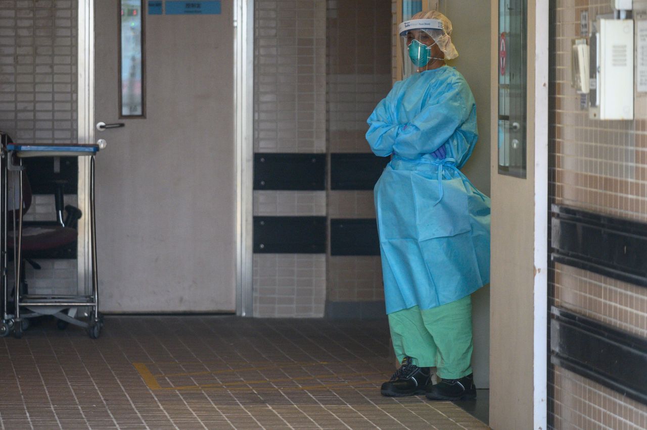 A medical staff member at the Princess Margaret Hospital in Hong Kong on January 26, 2020.