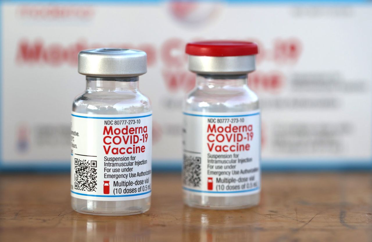 Vials of Moderna's coronavirus vaccine.