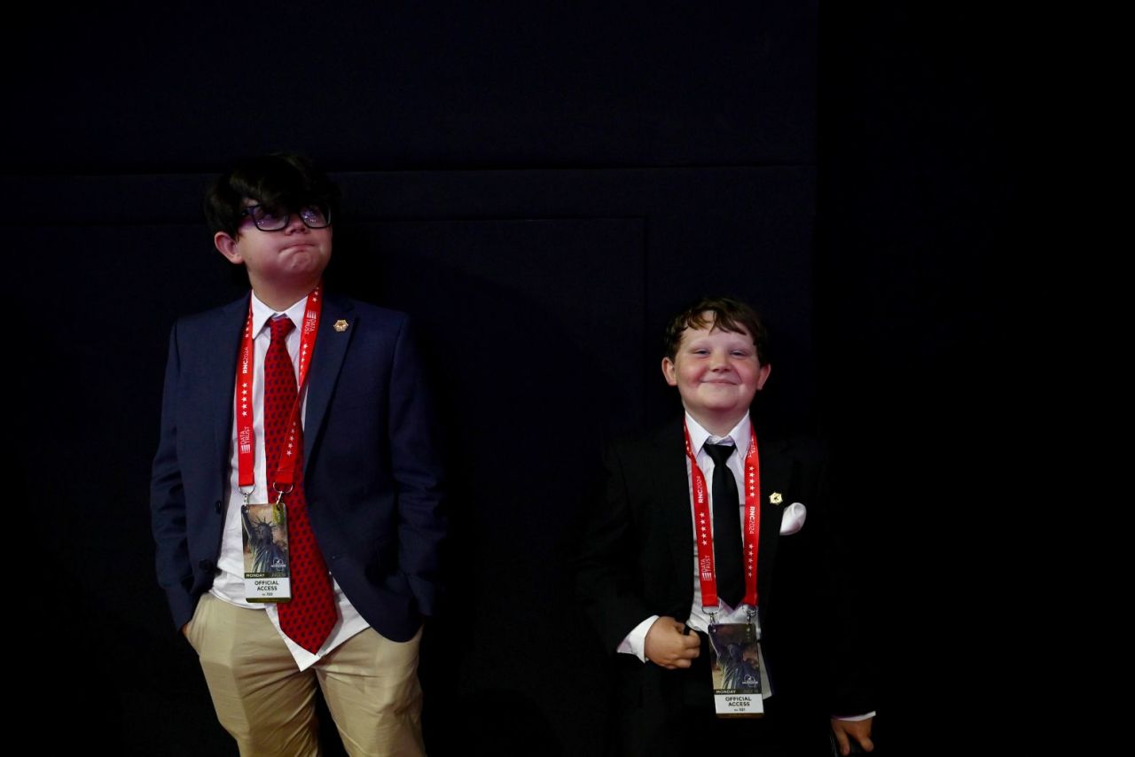 Chase, left, and Knox, from Tampa, Florida, attend the convention on Monday. 