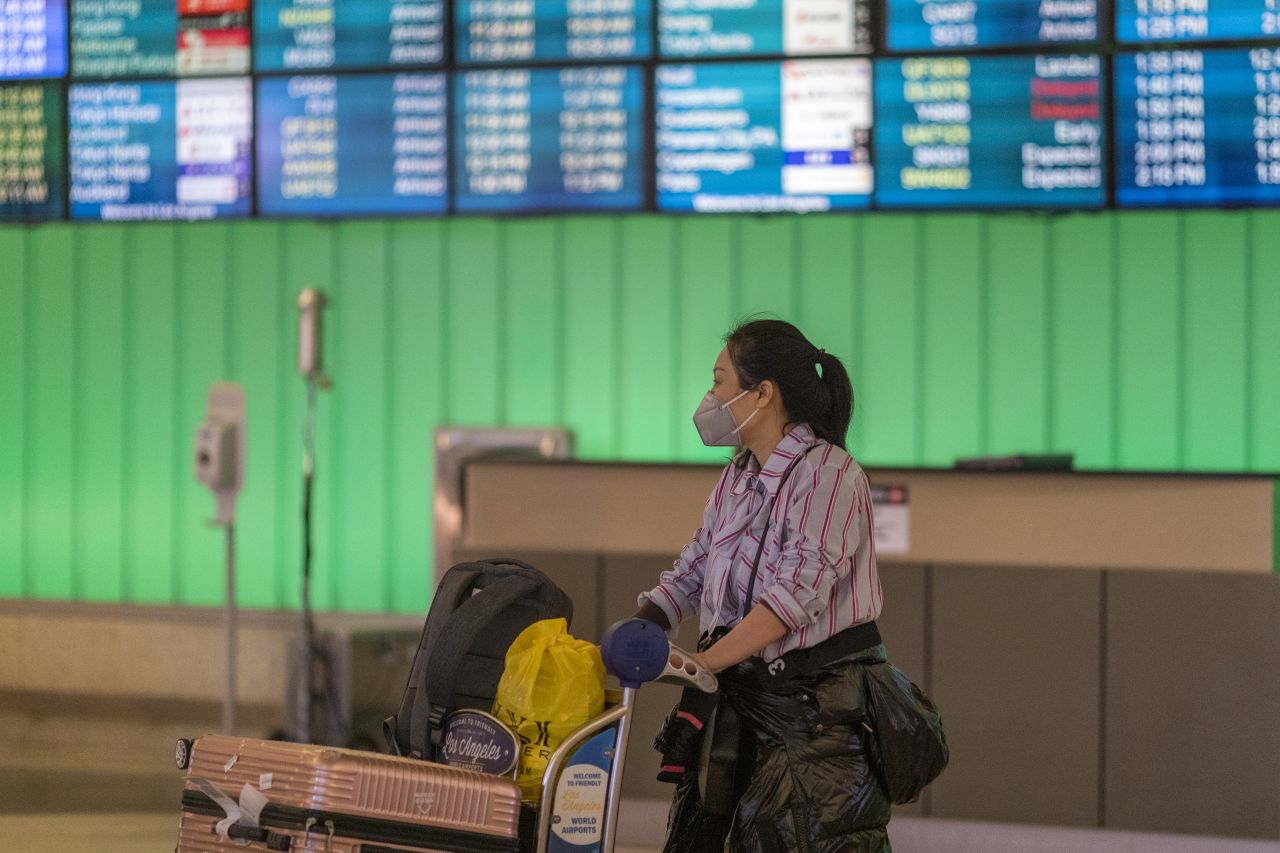 Travelers at the LAX Tom Bradley International Terminal on February 2, 2020 in Los Angeles.