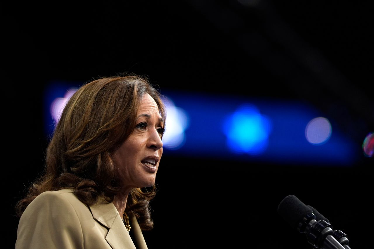 Kamala Harris speaks at a campaign rally in Glendale, Arizona, on August 9.