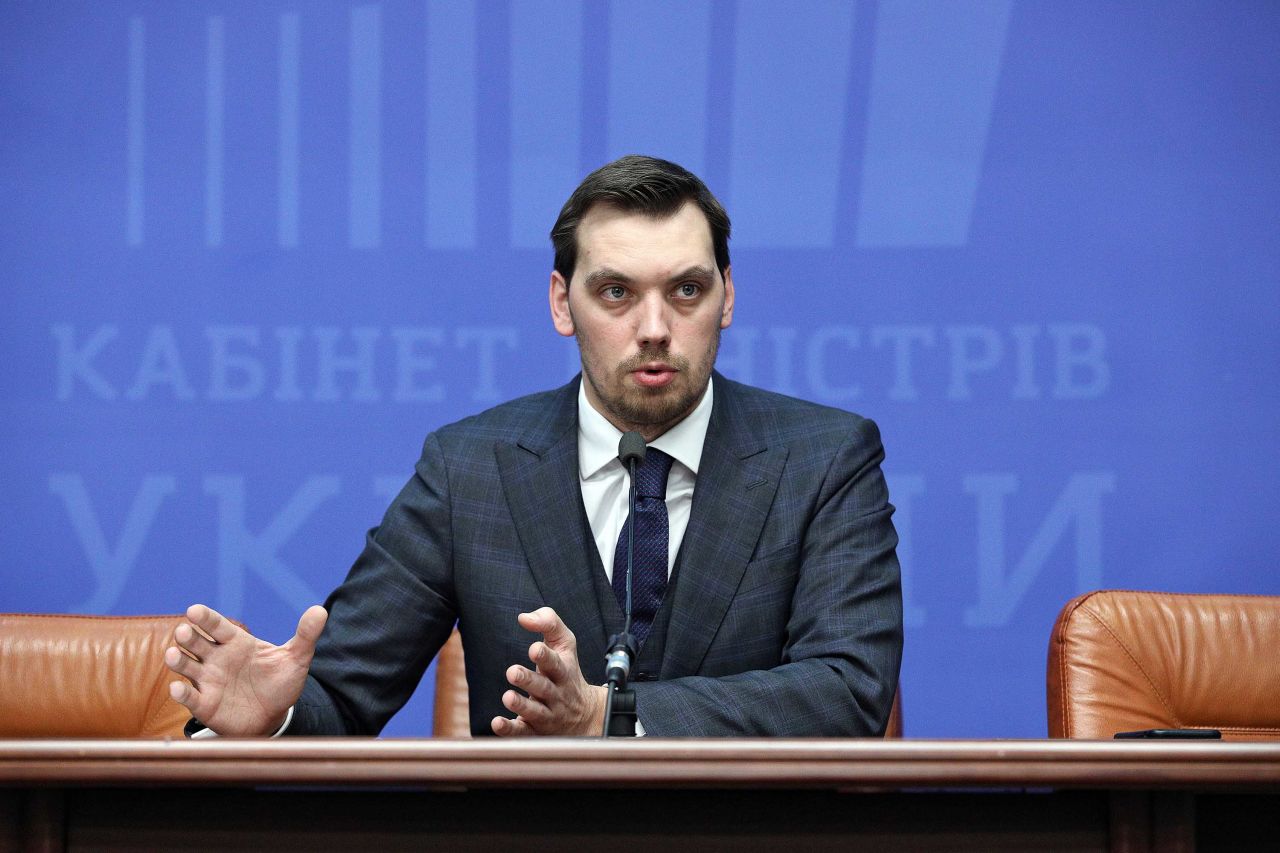 Prime Minister of Ukraine Oleksiy Honcharuk holds a briefing in November 2019, in Kiev, Ukraine.