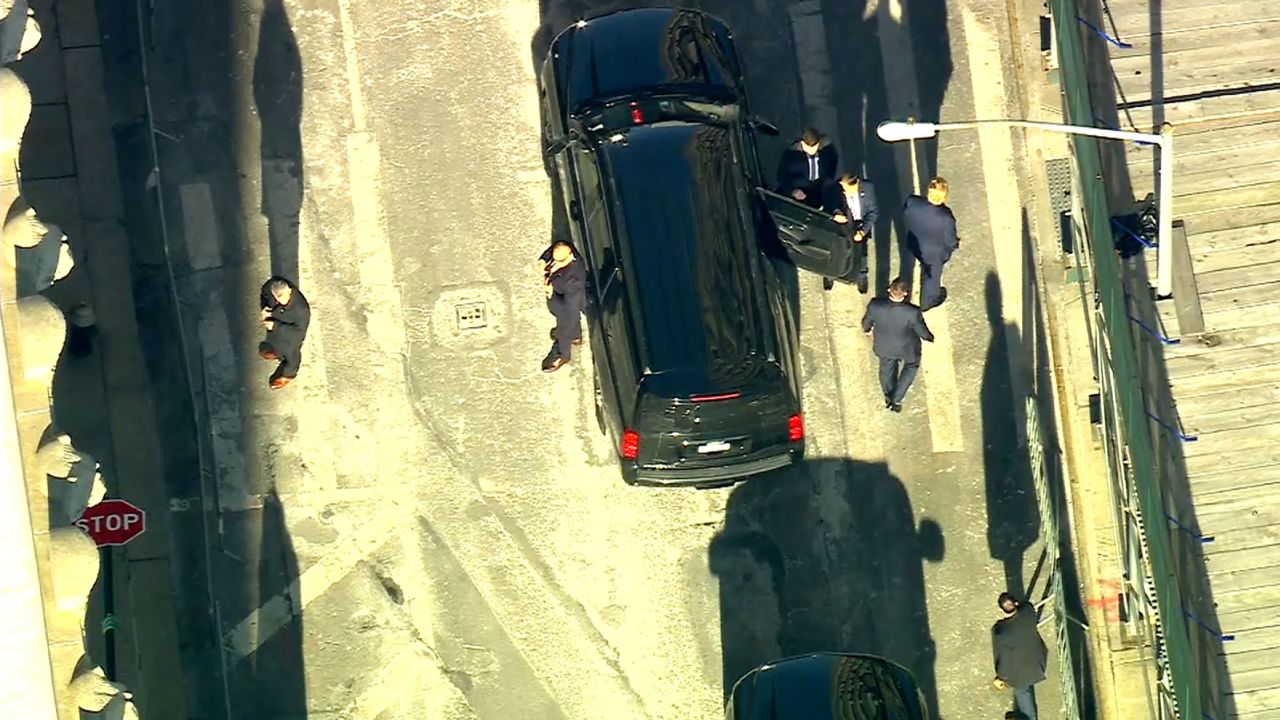 Former President Donald Trump arrives at Manhattan criminal court on Thursday.