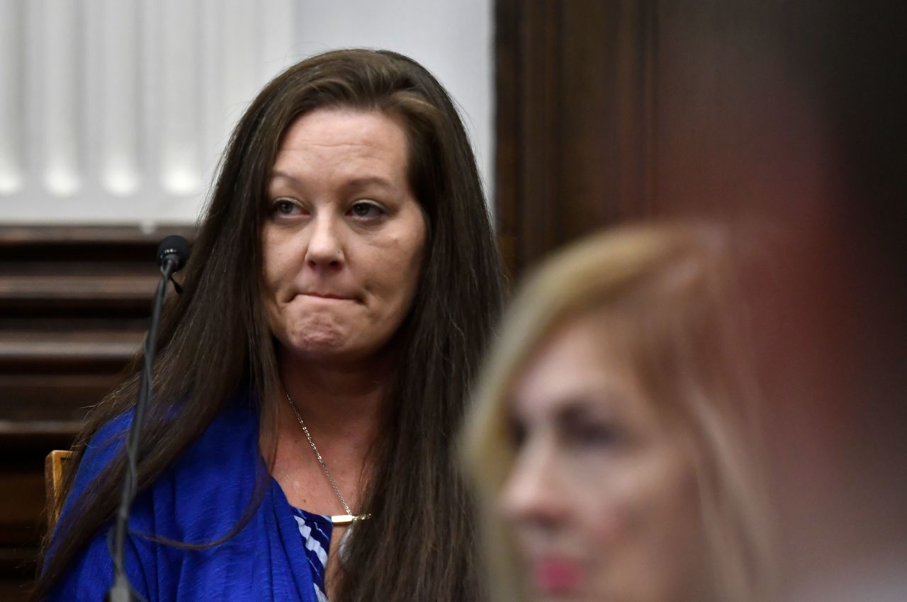 Kariann Swart testifies during the trial in Kenosha on November 5.