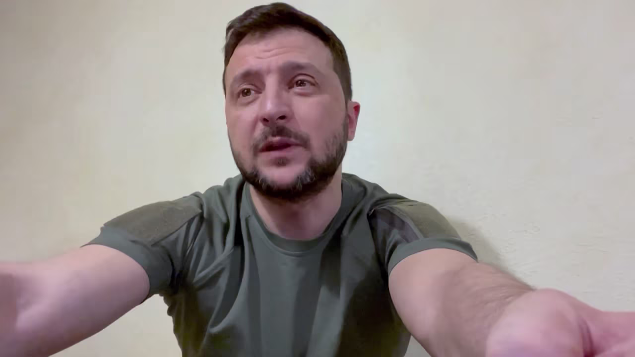 Ukrainian President Volodymyr Zelensky during his nightly address on Friday.