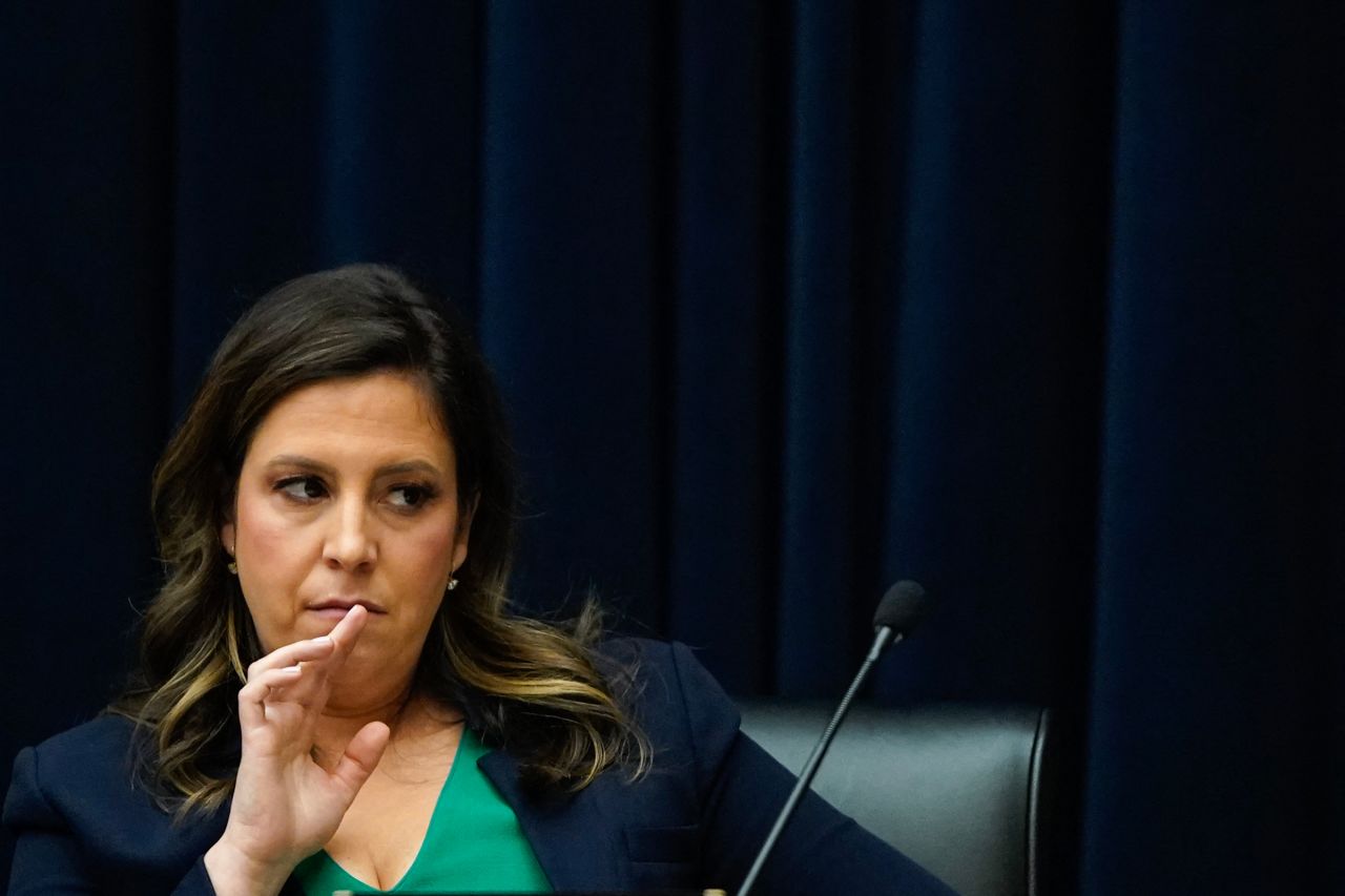 Rep. Elise Stefanik listens during a House Committee on Education and the Workforce hearing about antisemitism on college campuses on Capitol Hill in Washington, DC, on April 17.