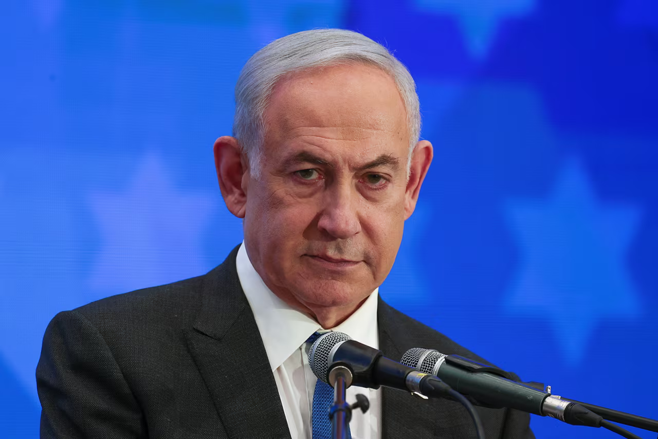Israeli Prime Minister Benjamin Netanyahu speaks at a conference in Jerusalem on February 18.