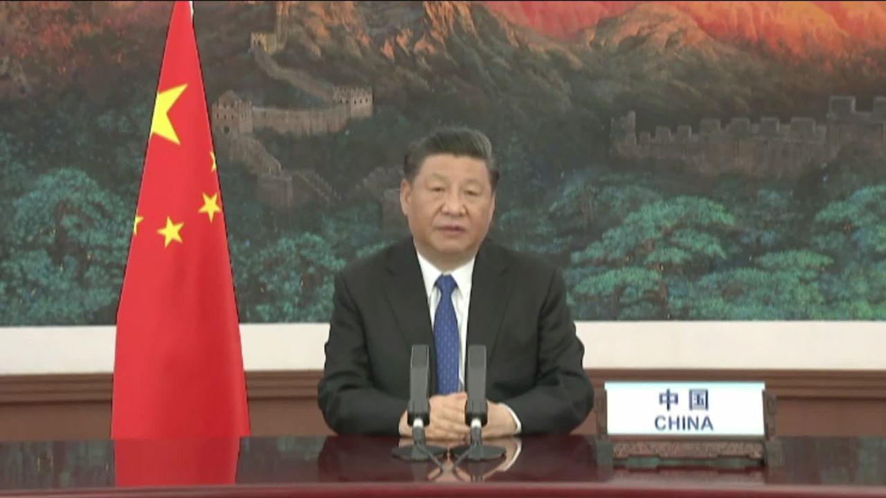 Chinese President Xi Jinping delivers remarks during the opening ceremony of the World Health Assembly. 