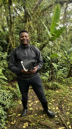 Dara Ojo all set for a day of photography. He says nighttime and early morning, while the insects are still asleep, are the best times for him to photograph them.