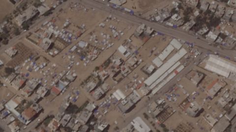 A satellite image show tent camps in Rafah on May 7.